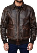 brown leather aviator jacket