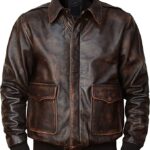 brown leather aviator jacket
