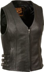 Genuine Lambskin Leather Vest For Women, Black Zing Apparel