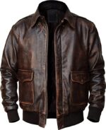 brown leather aviator jacket