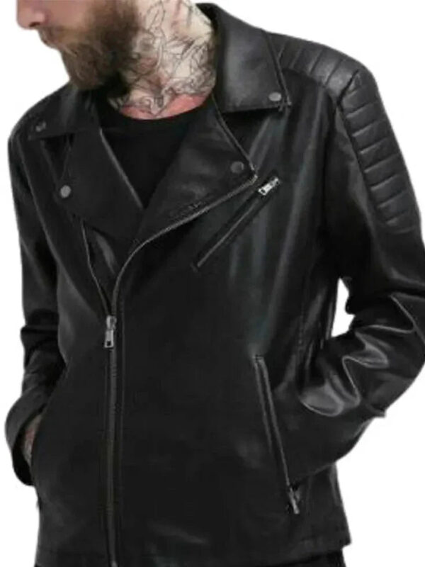 Adam Levine Black Leather Biker Jacket