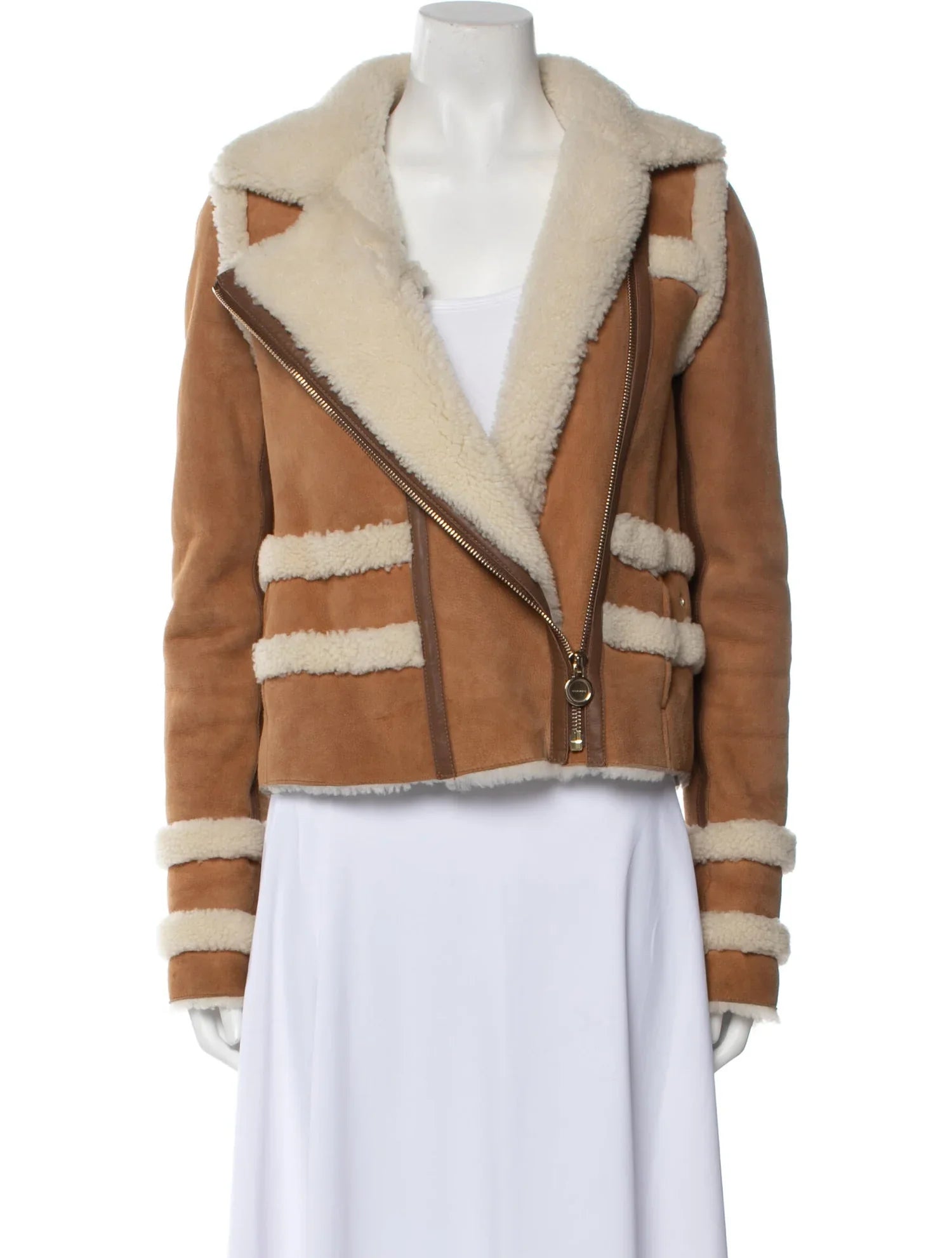 Asymmetrical_Zip_Fastening_Shearling_Jacket Asymmetrical Zip Fastening Shearling Jacket