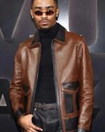 B-Mickie_BMF_Premiere_Night_Brown_and_Black_Leather_Jacket