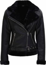 B3 Asymmetrical Black Shearling Leather Jacket Buy