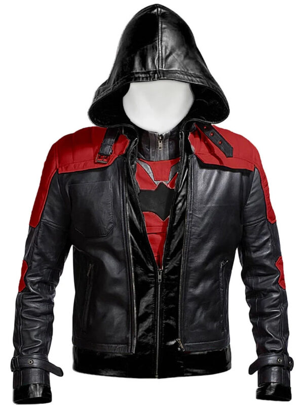 Batman Arkham Knight Leather Hood Jacket For Sale
