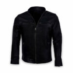 Best Plaing Leather Biker Jacket Black For Sale