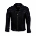 Best Plaing Leather Biker Jacket Black Sale