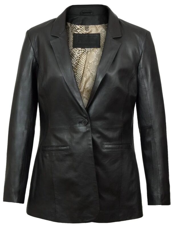 Fitted Leather Blazer Women Black Zing Apparel