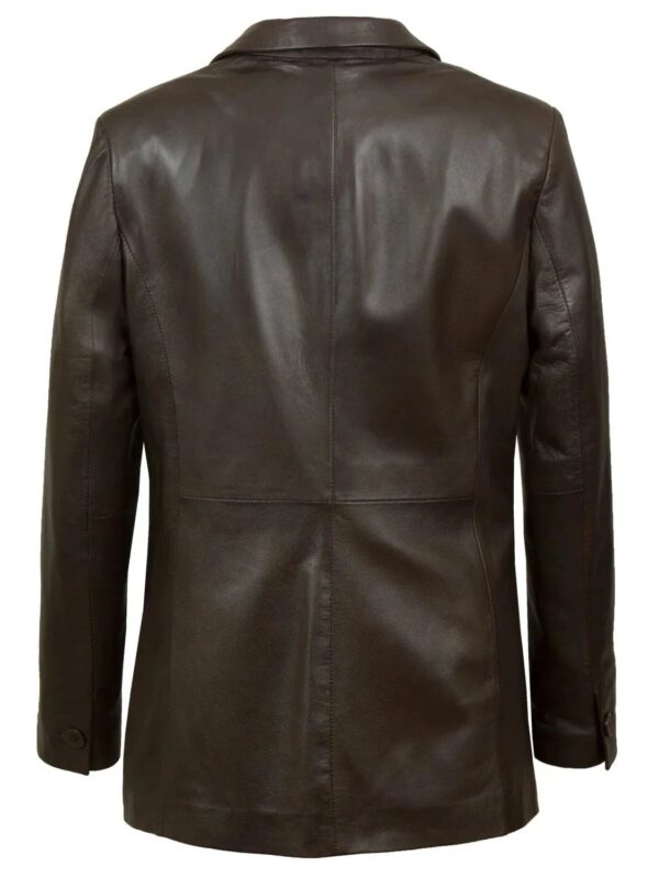 Fitted Leather Blazer Women Black N Brown Zing Apparel