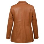 Stylish Fitted Leather Blazer Women Blue Zing Apparel