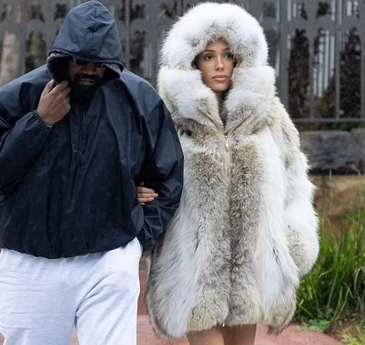 Bianca_Censori_Fur_Coat_White Bianca Censori Fur Coat - Image 1