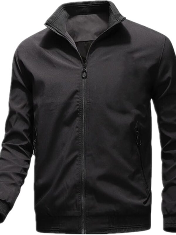 Black Business Jacket For Men with Standing Collar