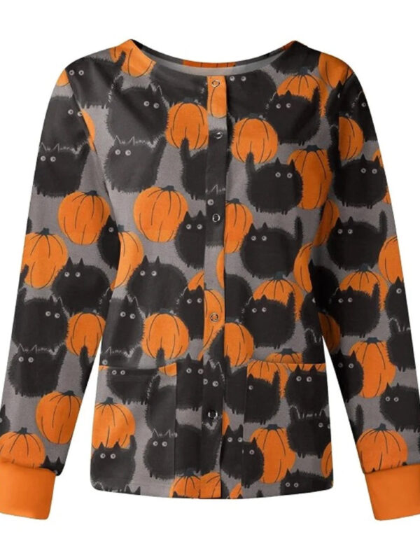 Black_Cats_with_Pumpkin_Halloween_Scrub_Jacket