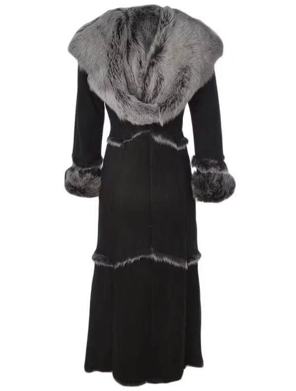 Black Fur Leather Coat For Women