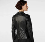 Black Quilted Leather Jacket - Image 3