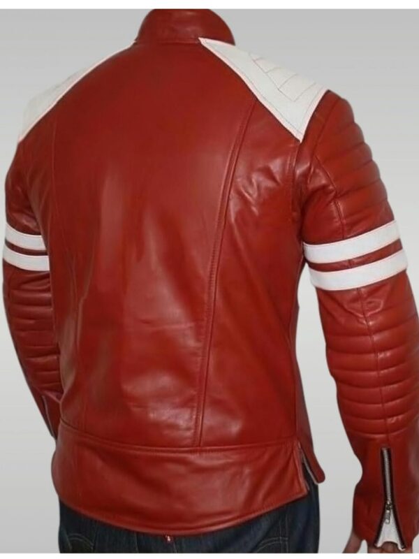 Brad Pitt Fight Club Red Leather Jacket