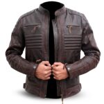 Brown Leather Biker Jacket