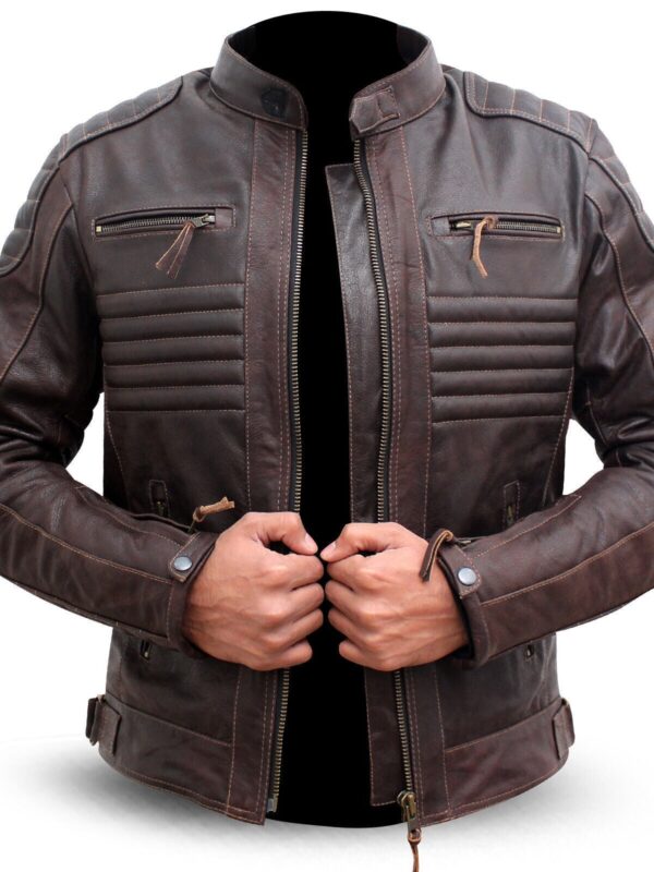 Brown Leather Biker Jacket