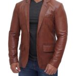 Leather Blazer Men Glendale Brown Zing Apparel