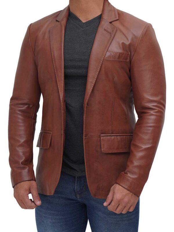 Leather Blazer Men Glendale Brown Zing Apparel