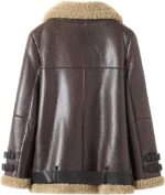 Brown Long Shearling Leather Jacket Women Buy