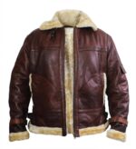 Brown Shearling Bomber Jacket in Sheepskin For Men