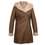 Brown Sheepskin Shearling Leather Jacket For Women - FREE SHIPPING