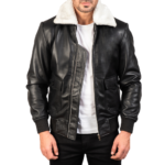 Buy-Alberto-White-Shearling-Black-Leather-Biker-Jacket