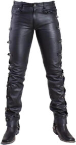Buy_Handmade_Black_Leather_Pants_with_Side_Buckles