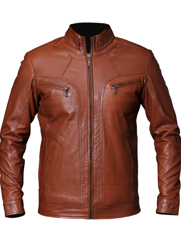 Cafe Racer Tan Brown Leather Jacket