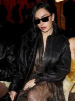 Charli XCX PFW 2025 Brown Leather Jacket