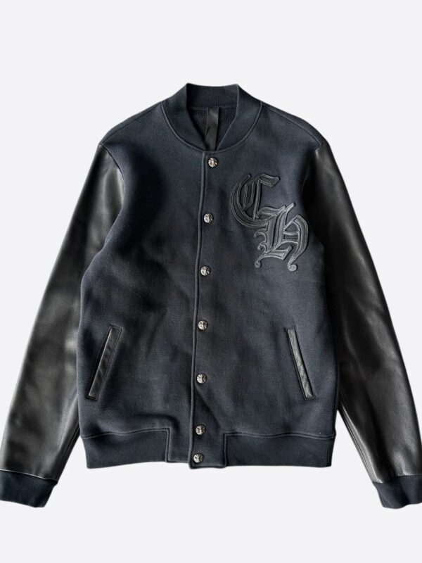 Chrome Hearts Leather Varsity Jacket