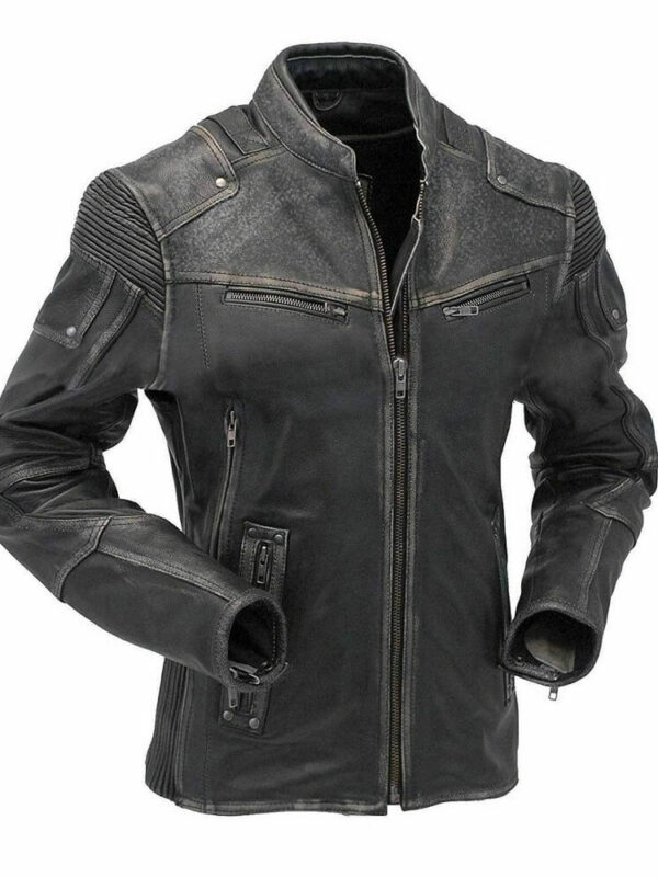 Classic Black Vintage Cafe Racer Leather Jacket