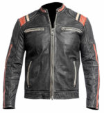Classic Vintage Cafe Distressed Leather Jacket