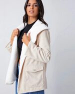 Contrast-Teddy-Collar-Flap-Pocket-Cord-Jacket-Women