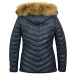 Daisy Leather Padded Coat Women, Navy Zing Apparel