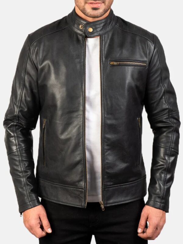Dean Black Leather Biker Jacket