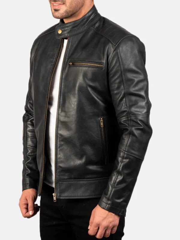 Dean Black Leather Biker Jacket