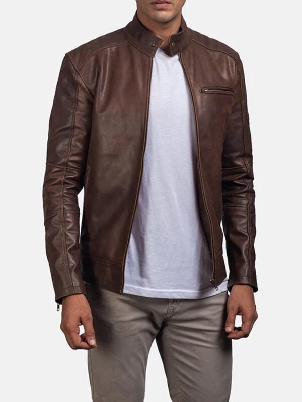 Dean Brown Leather Biker Jacket