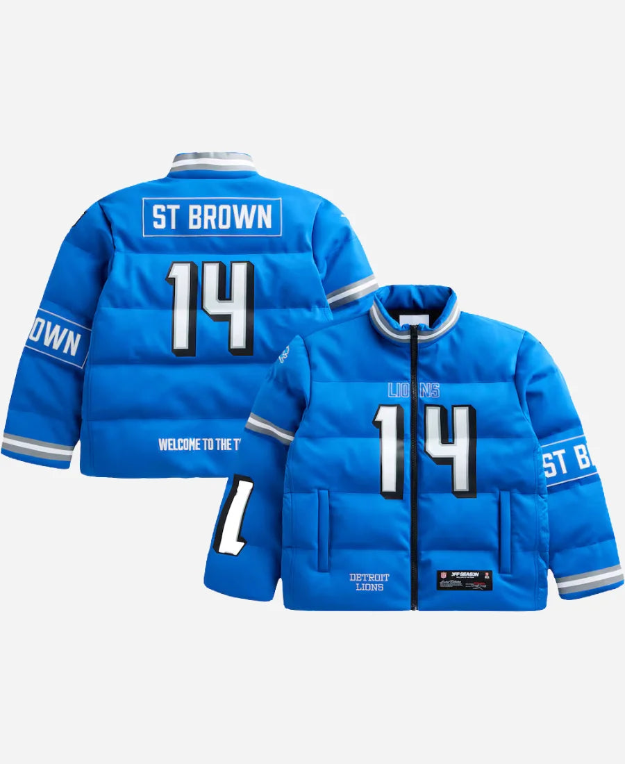Detroit-Lions-Amon-Ra-St.-Brown-Off-Season-Puffer-Jacket Amon-Ra St. Brown Detroit Lions Off Season Puffer Jacket