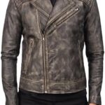 Distressed Brown Cowhide Zip Lining Jacket