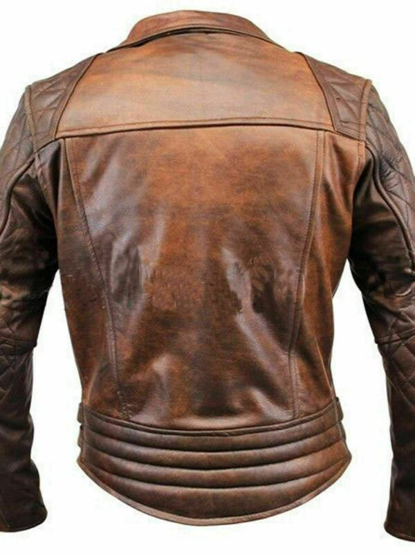 Distressed Leather Quilted Biker Jacket Buy
