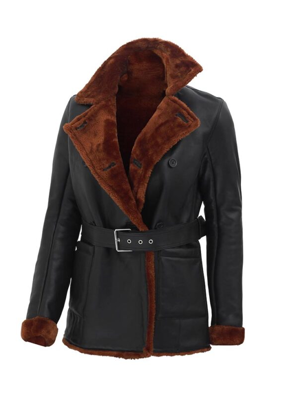 Double Breasted Shearling Jacket For Women