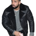 Drake Black Shearling Leather Jacket