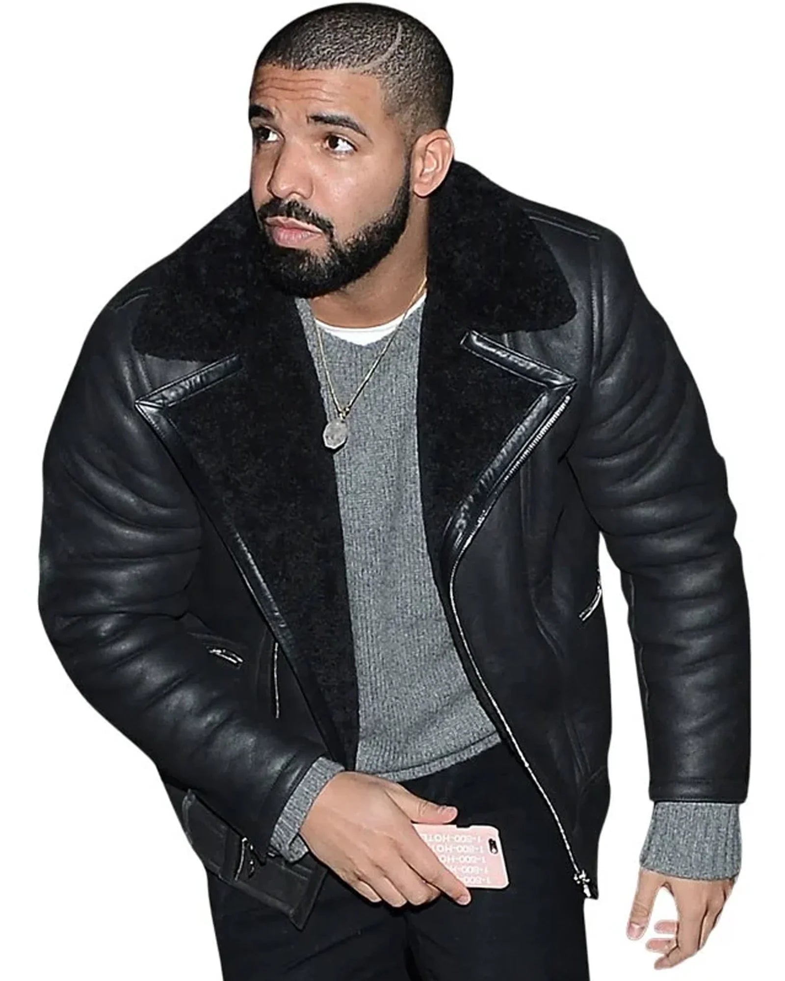 Drake_Black_Shearling_Leather_Jacket-1 Drake Black Shearling Leather Jacket