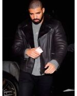 Drake Black Shearling Leather Jacket