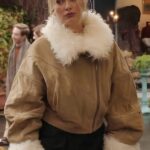 Emily In Paris S04 Camille Razat Faux Fur Trim Suede Jacket