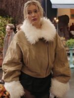 Emily In Paris S04 Camille Razat Faux Fur Trim Suede Jacket