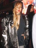Rihanna F1 Grand Prix Black Leather Jacket
