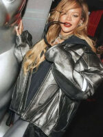 Rihanna F1 Grand Prix Black Leather Jacket